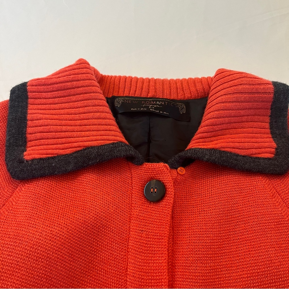 Free People New Romantics Molly Long Red Orange Knit Coat - Picture 4 of 8